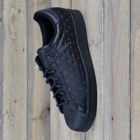 adidas Pharrell Williams Superstar Leather Shoes Sneakers Core Black - Picture 4 of 10